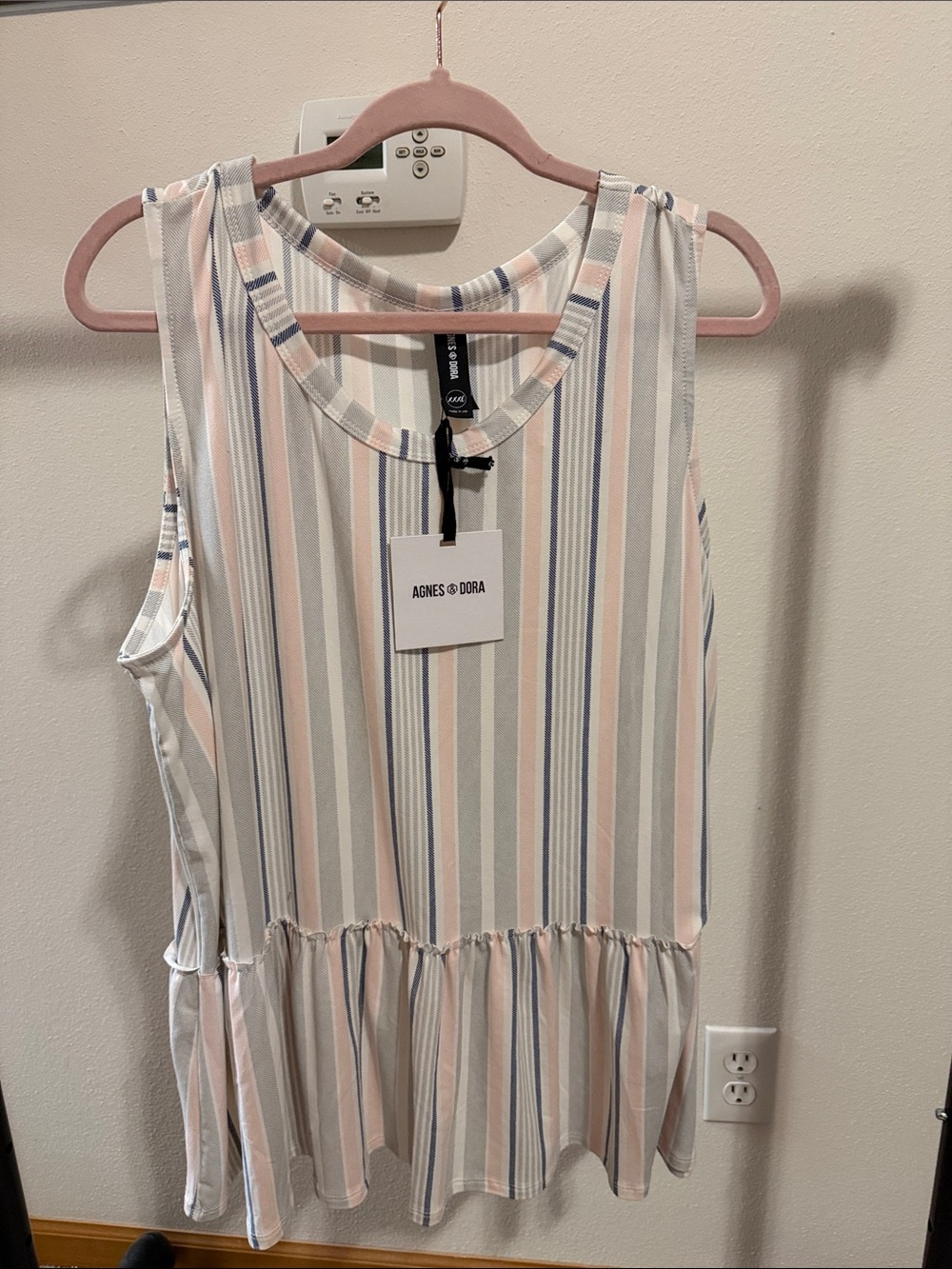 NWT Agnes & Dora 3XL Sleeveless Striped Tunic - Pastel Blue & Pink